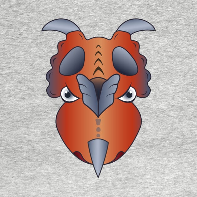 Angry Dinosaur Head Red Achelousaurus by samshirts